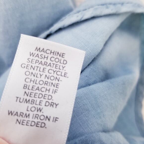 J Jill Linen Blend Tie Dye Blue Roll-Tab Sleeve Button Up Shirt - Size XL - Picture 9 of 10